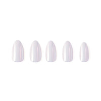 Moonlight Press-On Nails|Pearlescent White| Short Almond