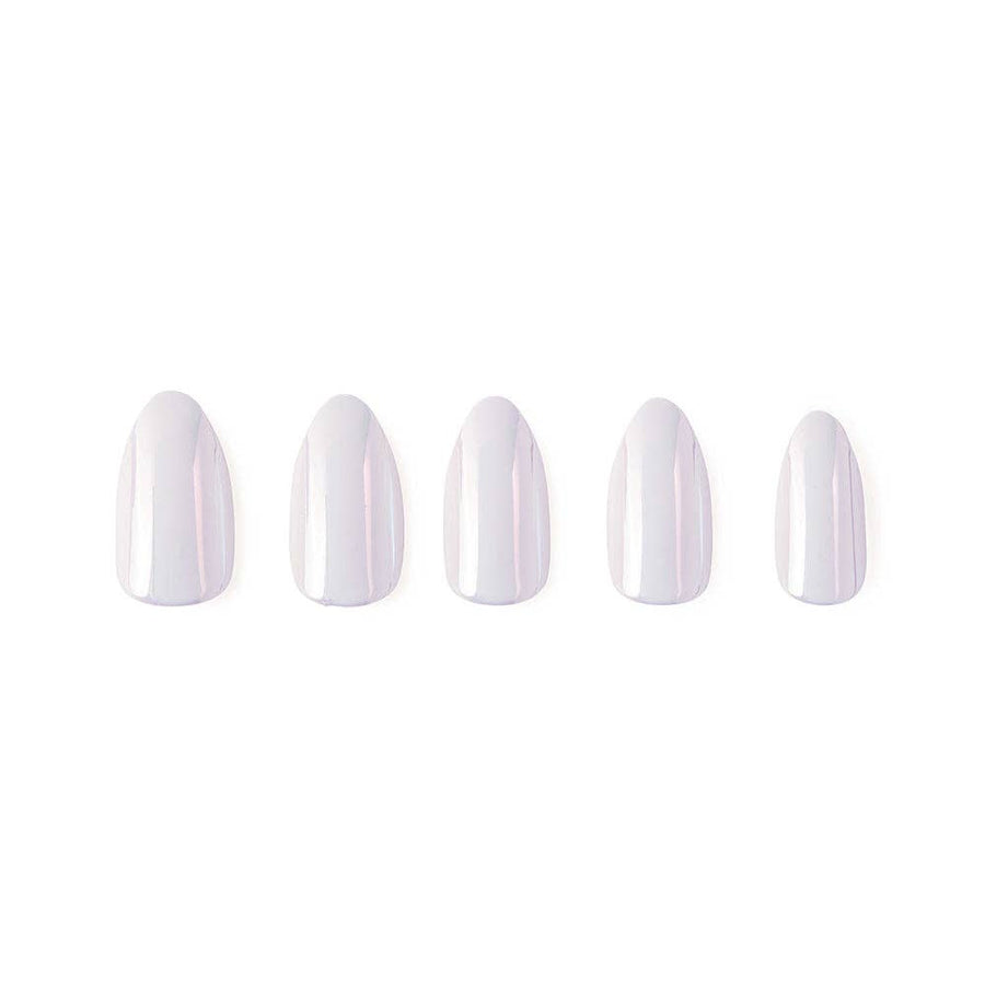 Moonlight Press-On Nails|Pearlescent White| Short Almond