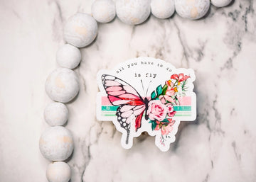 Butterfly Floral Clear Vinyl Sticker