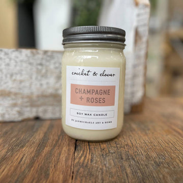 Champagne + Roses Soy Mason Jar Candle