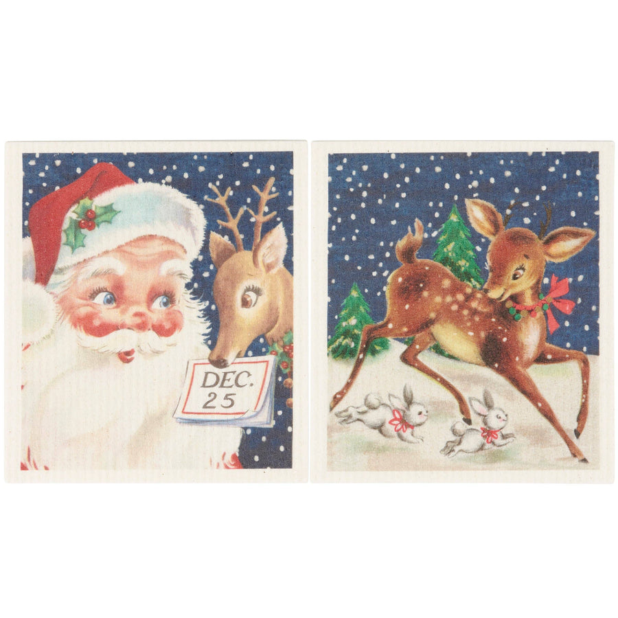 Retro Santa Claus Swedish Dishcloth Set