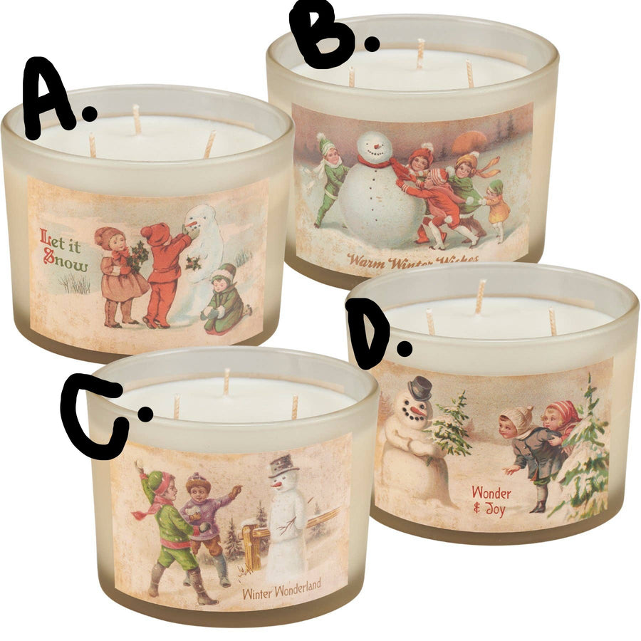 Vintage Snowmen Candle Set