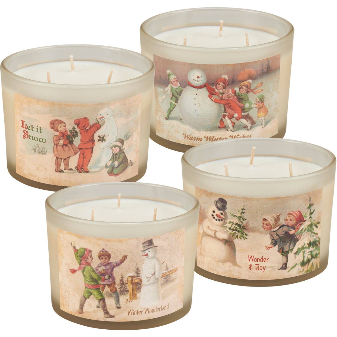 Vintage Snowmen Candle Set