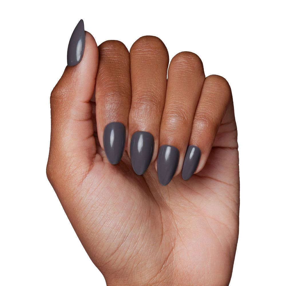 Ash Gray Press-On Nails | Short Almond