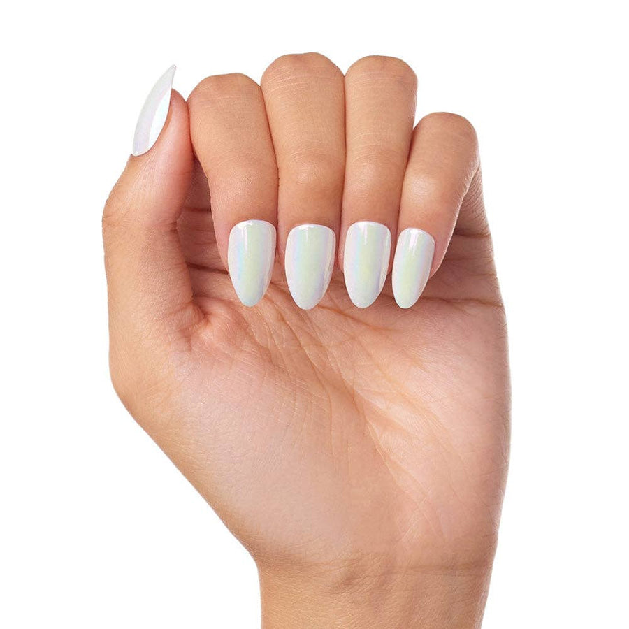 Moonlight Press-On Nails|Pearlescent White| Short Almond