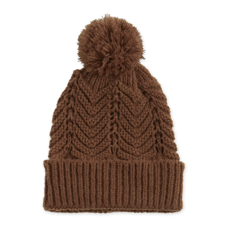 Chevron Knit Hat - Brown