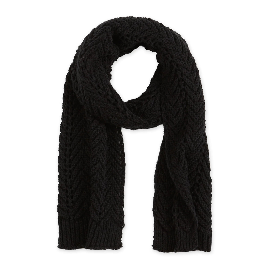 Chevron Knit Scarf - Black