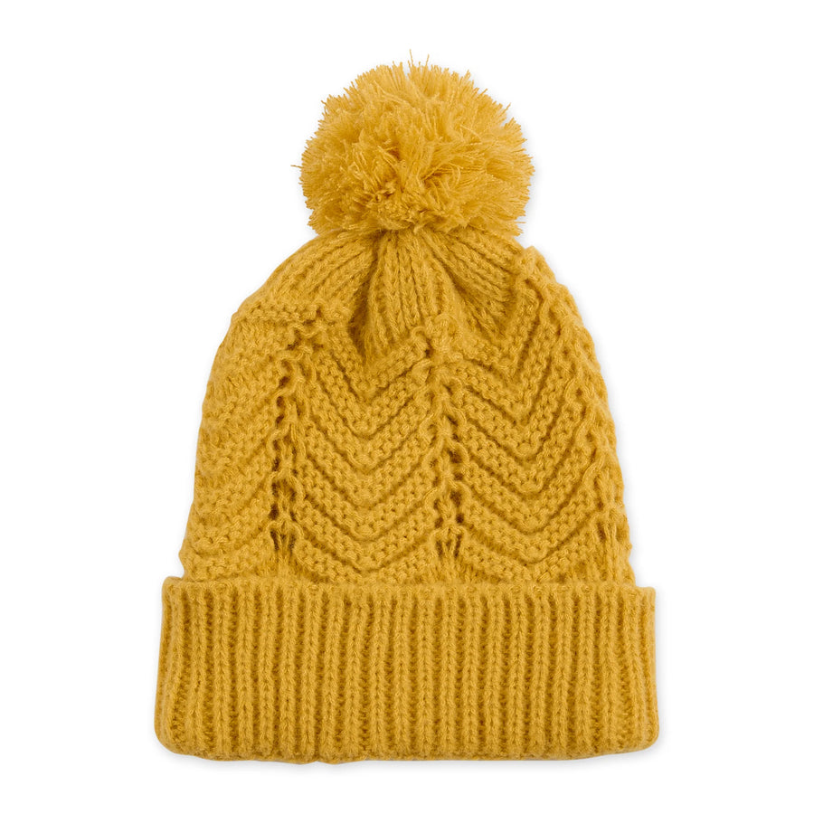 Chevron Knit Hat - Mustard Yellow