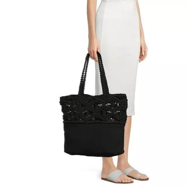 Macramé Tote Bag - Black