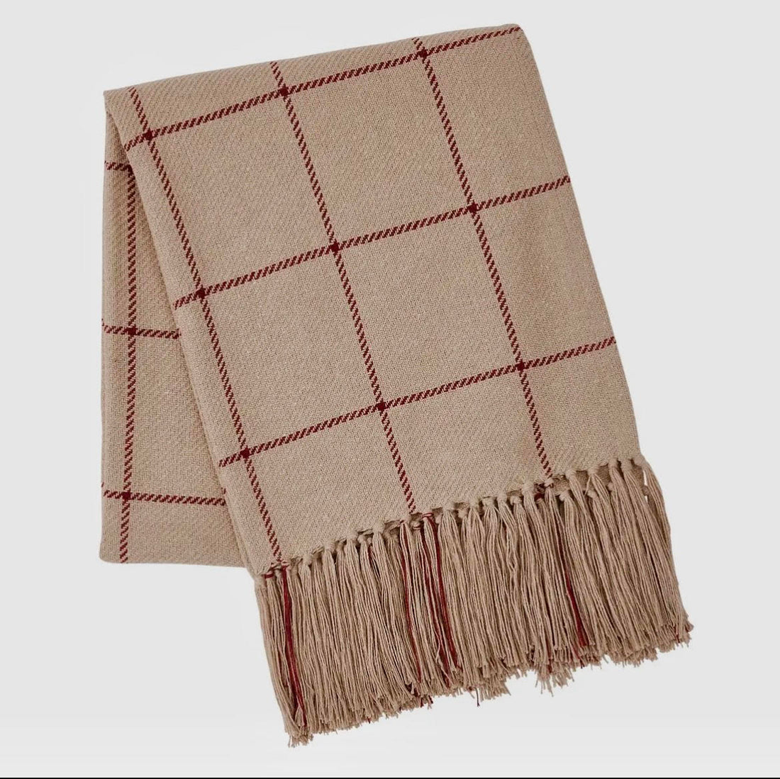 Connell Burgundy Windowpane Woven Throw Blanket