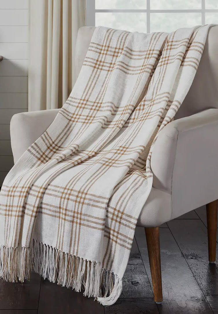 Wheat Plaid Woven Throw Blanket