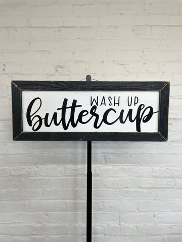 Jan Michaels' Wash Up Hanging Sign - Black Wash Frame