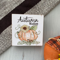 Autumn Wishes Pumpkin Hanging Sign